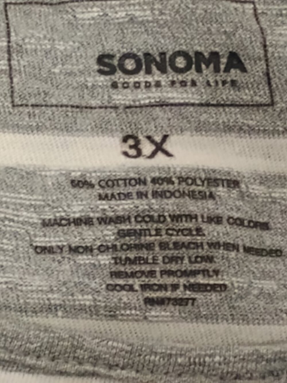 Sonoma Goods For Life 3X Gray White Striped Peplum Top 3/4 Sleeve Plus Size Cott - Picture 4 of 6